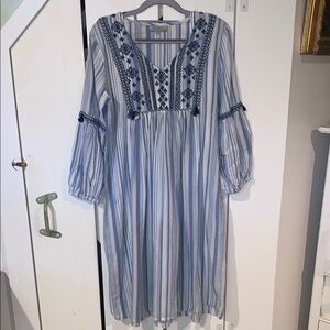 Cost Plus World Market Blue Ruffled Tiered Sundress